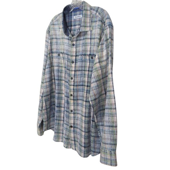 Tommy Bahama button down shirt Men's size XL blue plaid cotton - Picture 4 of 14
